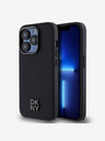 DKNY PU Leder Stack Logo Magsafe Back Cover für iPhone 14 Pro Schwarz DKNY