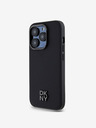 DKNY PU Leder Stack Logo Magsafe Back Cover für iPhone 14 Pro Schwarz DKNY