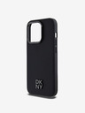 DKNY PU Leder Stack Logo Magsafe Back Cover für iPhone 14 Pro Schwarz DKNY