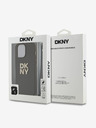 DKNY PU Leather Stack Logo Wrist Strap Back Cover für iPhone 14 Pro Max Braun DKNY