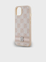 DKNY Rückseite aus PU-Leder mit Karomuster und Streifen für das iPhone 15 Pink DKNY