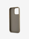 DKNY PU Leather Stack Logo Wrist Strap Back Cover für iPhone 14 Pro Max Beige DKNY