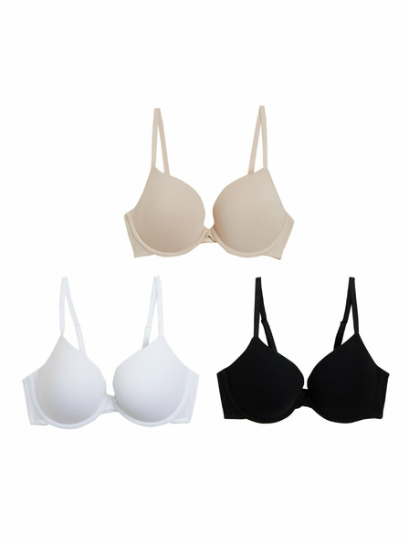 Marks & Spencer Marks & Spencer Set aus drei Push-up-BHs für Frauen in Beige, Weiß und Schwarz mit Bügeln