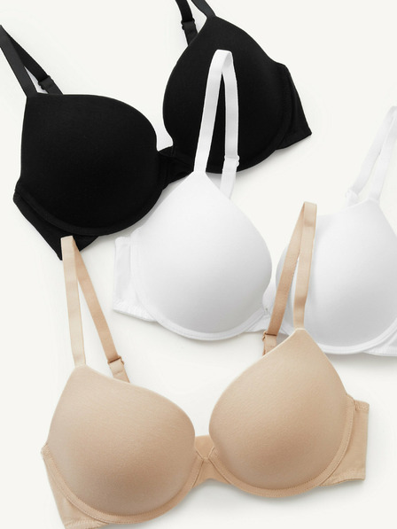 Marks & Spencer Marks & Spencer Set aus drei Push-up-BHs für Frauen in Beige, Weiß und Schwarz mit Bügeln