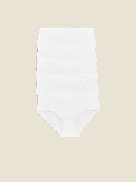 Marks & Spencer Baumwoll-Lycra®-Midislip, 5er-Pack Marks & Spencer weiß