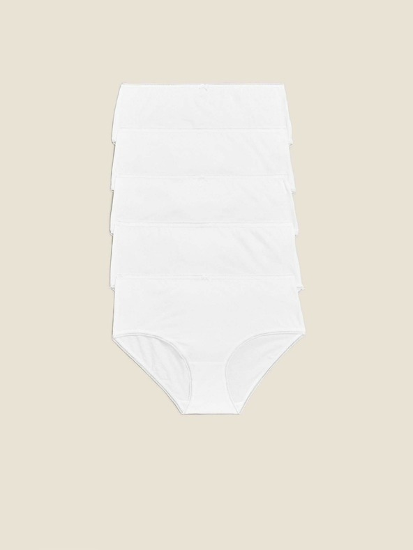 Marks & Spencer Baumwoll-Lycra®-Midislip, 5er-Pack Marks & Spencer weiß