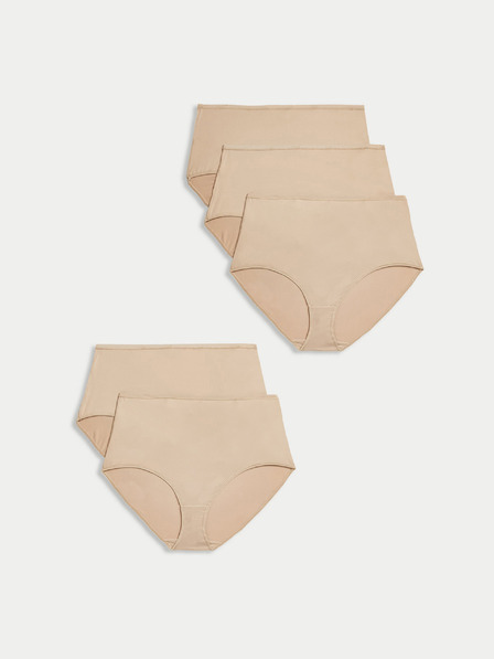 Marks & Spencer Mikrofaser-Taillenhose, kein sichtbarer Saum, 5 Stück pro Packung Marks & Spencer beige