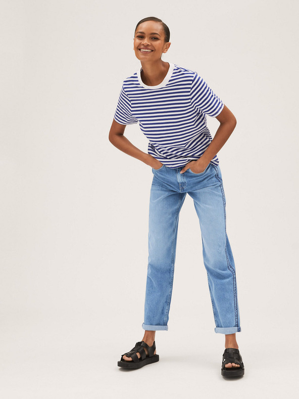 Marks & Spencer Blaue Boyfriend-Jeans für Damen von Marks & Spencer, kurz geschnitten