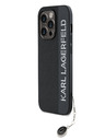 Karl Lagerfeld Karl Lagerfeld PU Saffiano Strass Charm Back Cover für iPhone 14 Pro Schwarz
