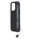 Karl Lagerfeld Karl Lagerfeld PU Saffiano Strass Charm Back Cover für iPhone 14 Pro Schwarz
