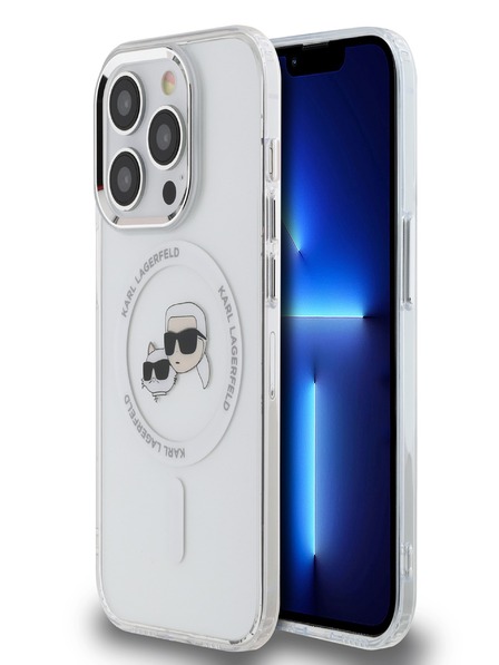 Karl Lagerfeld Karl Lagerfeld IML K&CH Heads Metallrahmen MagSafe Back Cover für iPhone 13 Pro Transparent