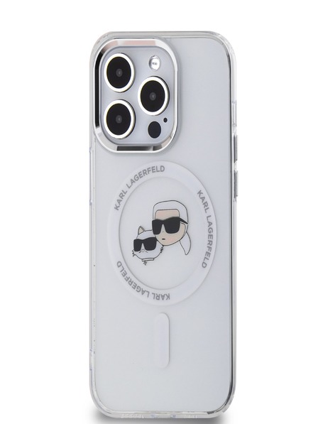 Karl Lagerfeld Karl Lagerfeld IML K&CH Heads Metallrahmen MagSafe Back Cover für iPhone 13 Pro Transparent