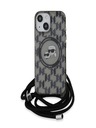 Karl Lagerfeld Karl Lagerfeld IML Monogram Crossbody K&CH Heads MagSafe Back Cover für iPhone 15 Schwarz