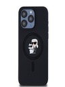 Karl Lagerfeld Flüssigsilikon Karl und Choupette Magsafe Schutzhülle für iPhone 15 Pro Max Schwarz Karl Lagerfeld