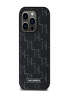Karl Lagerfeld PU Leder Monogramm Metall Logo Magsafe Back Cover für iPhone 14 Pro Max Schwarz Karl Lagerfeld