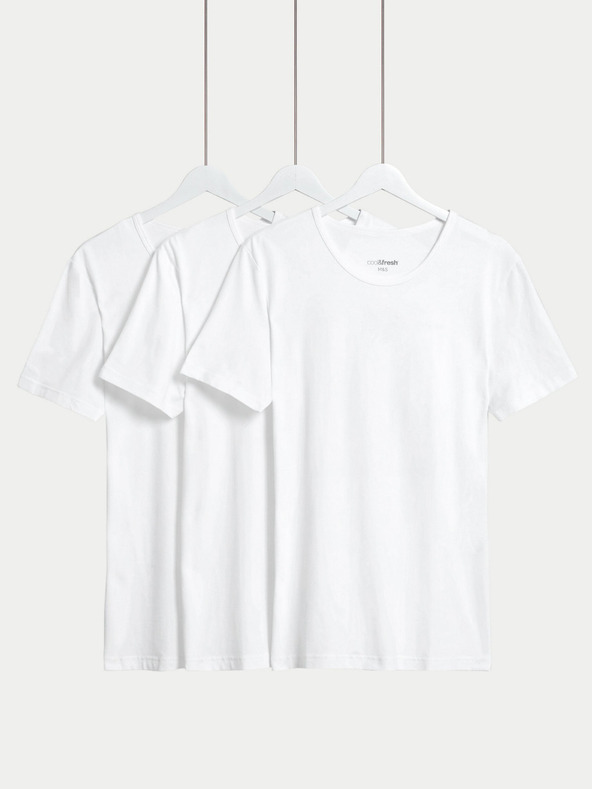 Marks & Spencer Dreier-Set Basic-T-Shirts für Herren in Weiß mit Marks & Spencer Cool & Fresh™ Technologie