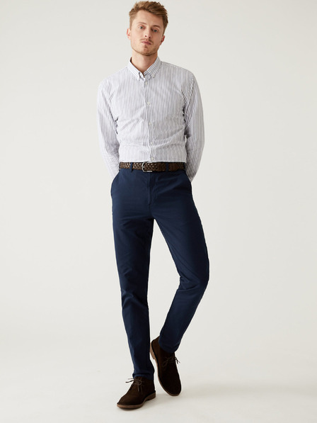Marks & Spencer Dunkelblaue Slim Fit Chino-Hose für Herren mit Gürtel Marks & Spencer