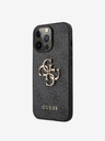 Guess PU 4G Metal Logo Rückseite Hülle für iPhone 13 Pro Grau Handyhülle