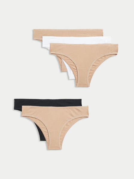 Marks & Spencer Fünfteiliges Set mit brasilianischen Damenslips in Beige, Schwarz und Weiß Marks & Spencer