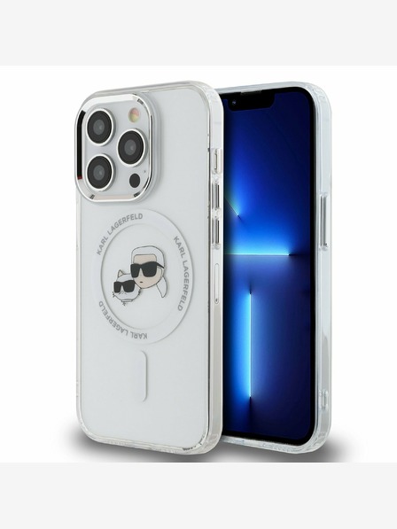 Karl Lagerfeld Karl Lagerfeld IML K&CH Heads Metallrahmen MagSafe Back Cover für iPhone 15 Pro Max Transparent