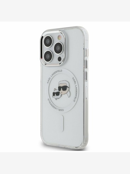 Karl Lagerfeld Karl Lagerfeld IML K&CH Heads Metallrahmen MagSafe Back Cover für iPhone 15 Pro Max Transparent