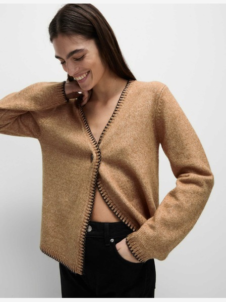 Marks & Spencer Strickjacke aus weichem Garn mit Knöpfen auf der Vorderseite und V-Ausschnitt Marks & Spencer braun