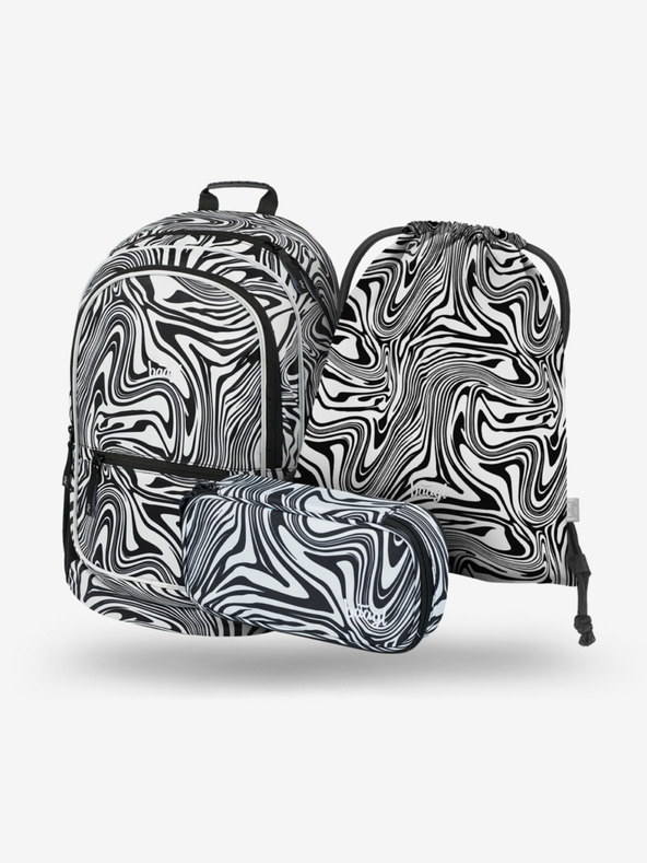 BAAGL  Schwarzes Schulset – Rucksack, Federmäppchen, Baagl Core Mixture Tasche