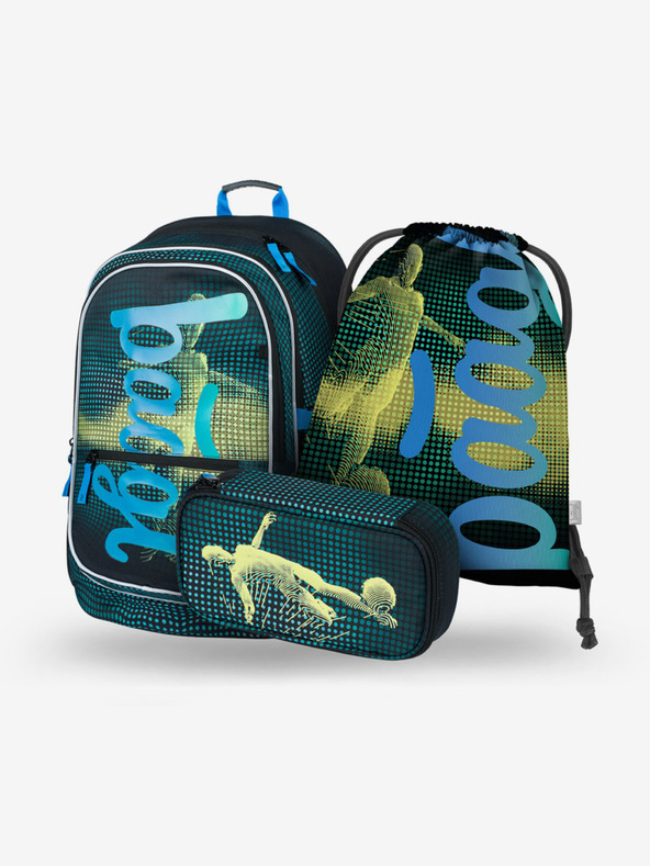 BAAGL  Grünes Schulset Core - Rucksack, Mäppchen, Tasche Baagl Fußballer