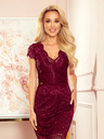 numoco Kleid mit Spitzenausschnitt - Pflaume Numoco