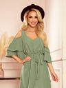 numoco MARINA Kleid mit Ausschnitt - Olive Numoco