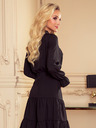 numoco Schwarzes Kleid mit Rüschen und goldenen Knöpfen Numoco
