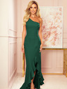numoco Langes One-Shoulder-Kleid - Dunkelgrün Numoco