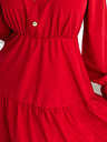 numoco Kleid mit Sweetheart-Ausschnitt und goldenen Knöpfen - rot Numoco