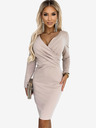 numoco Elegantes langärmeliges Baumwollkleid mit Bleistiftausschnitt - beige Numoco