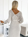 numoco Durchbrochenes Pulloverkleid mit Ausschnitt und Bändern - Beige Numoco