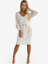 numoco Durchbrochenes Pulloverkleid mit Ausschnitt und Bändern - Beige Numoco