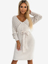 numoco Durchbrochenes Pulloverkleid mit Ausschnitt und Bändern - Beige Numoco