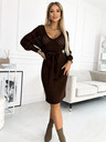 numoco Durchbrochenes Pulloverkleid mit Ausschnitt und Schleife - chocolate Numoco