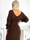 numoco Durchbrochenes Pulloverkleid mit Ausschnitt und Schleife - chocolate Numoco