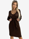 numoco Durchbrochenes Pulloverkleid mit Ausschnitt und Schleife - chocolate Numoco
