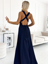 numoco Elegantes langes Kleid mit vielen Bindungen - dunkelblau Numoco