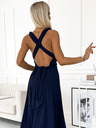 numoco Elegantes langes Kleid mit vielen Bindungen - dunkelblau Numoco