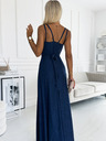 numoco Langes Kleid mit Dekolleté und doppelten Trägern - dunkelblau mit Glitzer Numoco