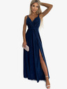 numoco Langes Kleid mit Dekolleté und doppelten Trägern - dunkelblau mit Glitzer Numoco
