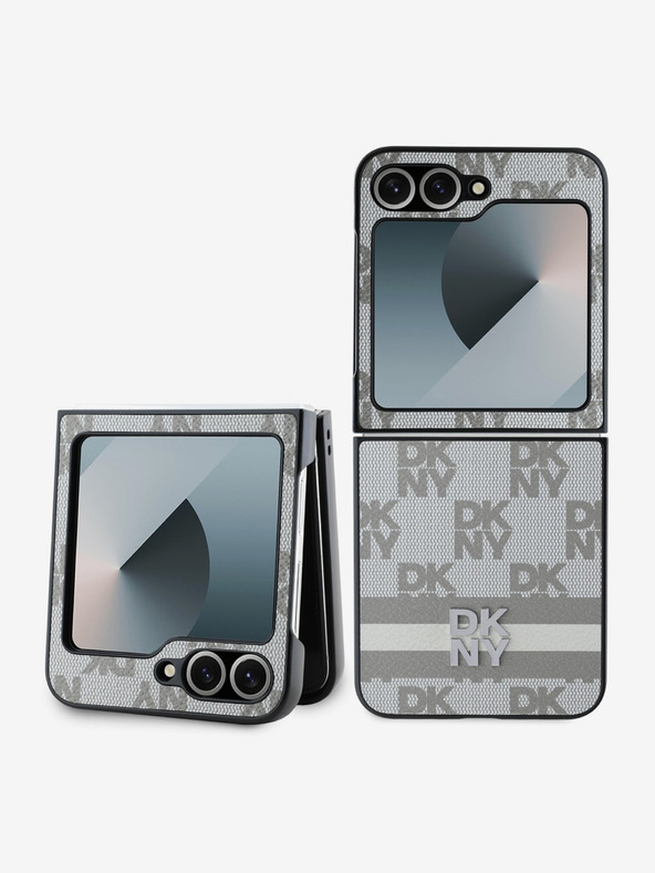 DKNY DKNY PU Leder Karomuster und Streifen Backcover für Samsung Galaxy Z Flip 6 Beige