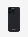 DKNY DKNY PU Leder Silbernes Metall Logo Magsafe Back Cover für iPhone 16 Pro Max Schwarz