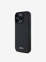 DKNY DKNY PU Leder Silbernes Metall Logo Magsafe Back Cover für iPhone 16 Pro Max Schwarz