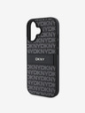 DKNY DKNY PU Leder Repeat Pattern Tonal Stripe Back Cover für iPhone 16 Schwarz
