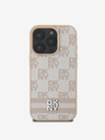 DKNY DKNY PU Leder Karomuster und Streifen Back Cover für iPhone 16 Pro Pink