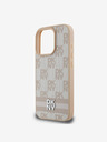 DKNY DKNY PU Leder Karomuster und Streifen Back Cover für iPhone 16 Pro Pink